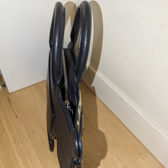 Karl Lagerfeld Leopard Cat Satchel in Cream & Black - Picture 7 of 9